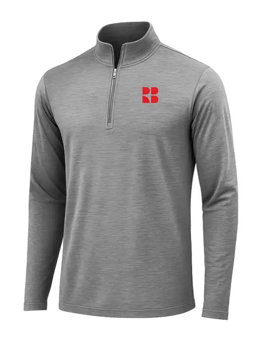 Dark Grey Heather Posicharge Tri-Blend Wicking 1/4 Zip Pullover w/RB Logo