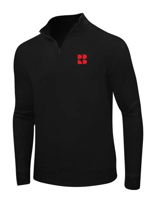 Deep Black/Charcoal Heather Interlock 1/4 Zip w/RB Logo