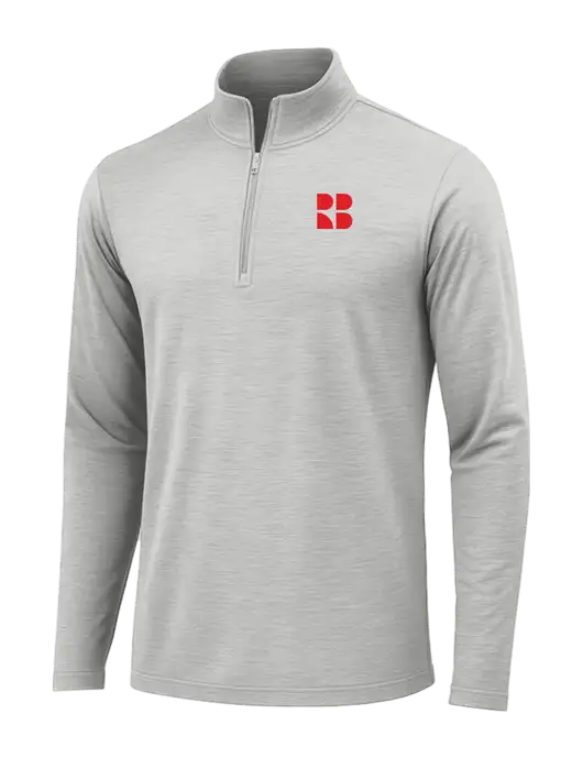 Light Grey Heather Posicharge Tri-Blend Wicking 1/4 Zip Pullover w/RB Logo