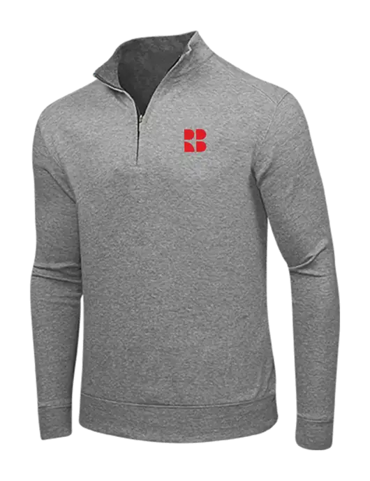 Medium Heather Grey/Charcoal Heather Interlock 1/4 Zip w/RB Logo