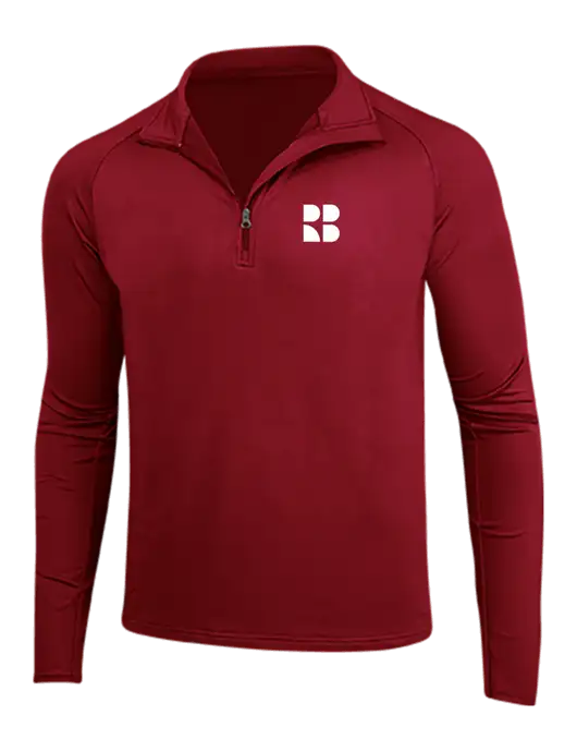 Red Sport Wick Stretch 1/4 Zip Pullover w/RB Logo