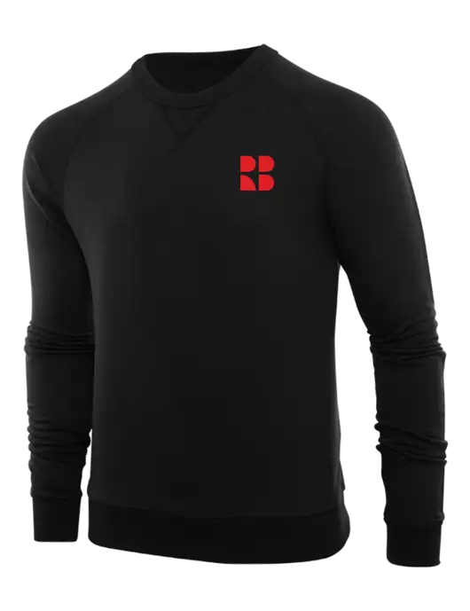 Allmade Deep Black Organic French Terry Crewneck Sweatshirt w/RB Logo