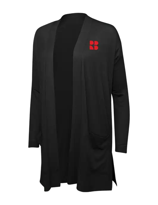 Black Womens Concept Long Pocket Cardigan w/RB Logo