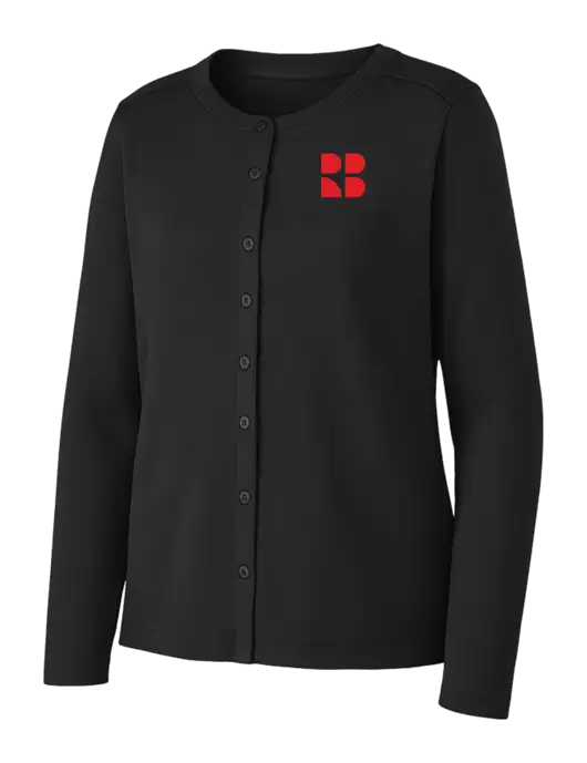 Black Womens Concept Stretch Button-Front Cardigan Sweater w/RB Logo