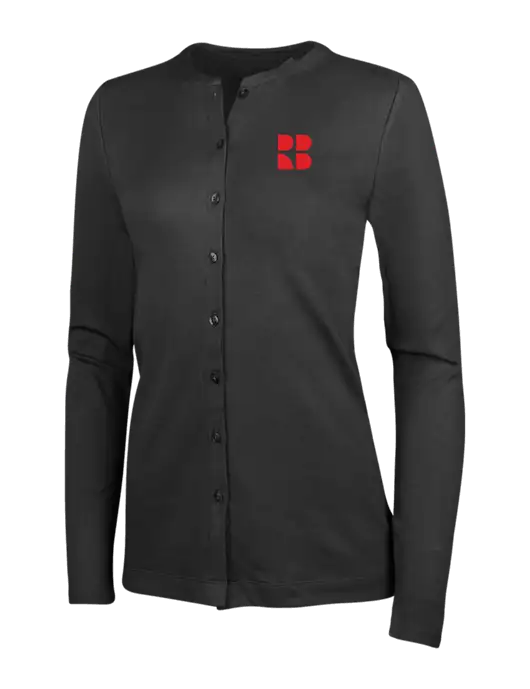 Black Womens Concept Stretch Button-Front Cardigan Sweater w/RB Logo