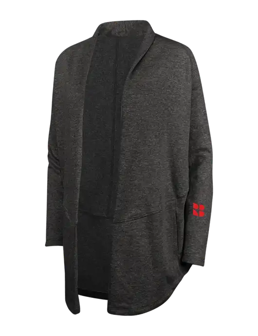 Charcoal Heather/ Medium Heather Grey Womens Interlock Cardigan w/RB Logo