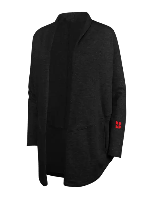 Deep Black/Charcoal Heather Womens Interlock Cardigan w/RB Logo