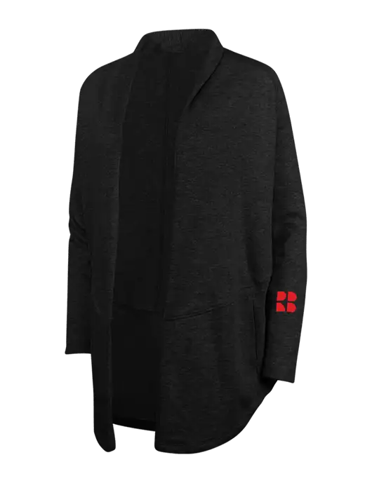 Deep Black/Charcoal Heather Womens Interlock Cardigan w/RB Logo