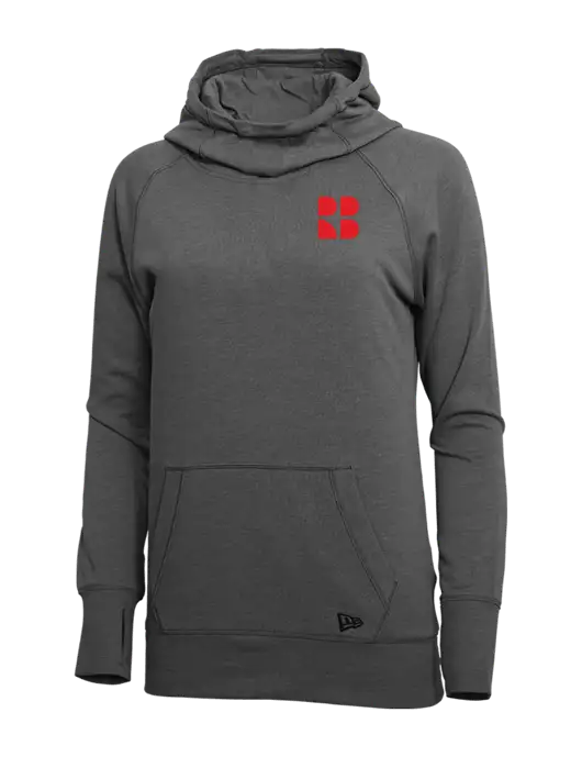 New Era Black Heather Womens Tri-Blend Fleece Pullover Hoodie w/RB Logo