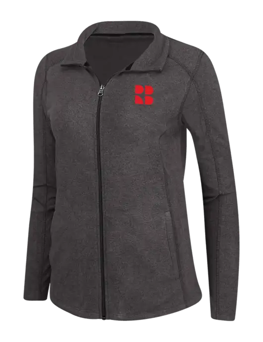 Charcoal Womens Heather Microfleece Full-Zip Jacket w/RB Logo