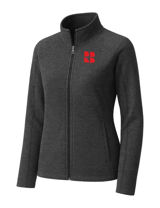 Charcoal Womens Heather Microfleece Full-Zip Jacket w/RB Logo