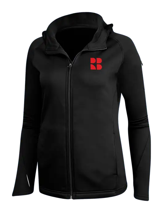Womens Black Tech Fleece Full-Zip Hooded Jacket w/RB Logo