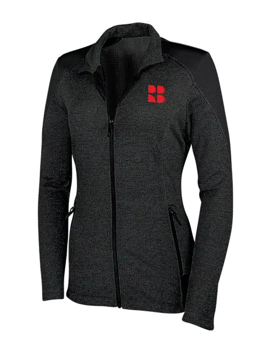 Womens Black Grid Fleece Jacket w/RB Logo
