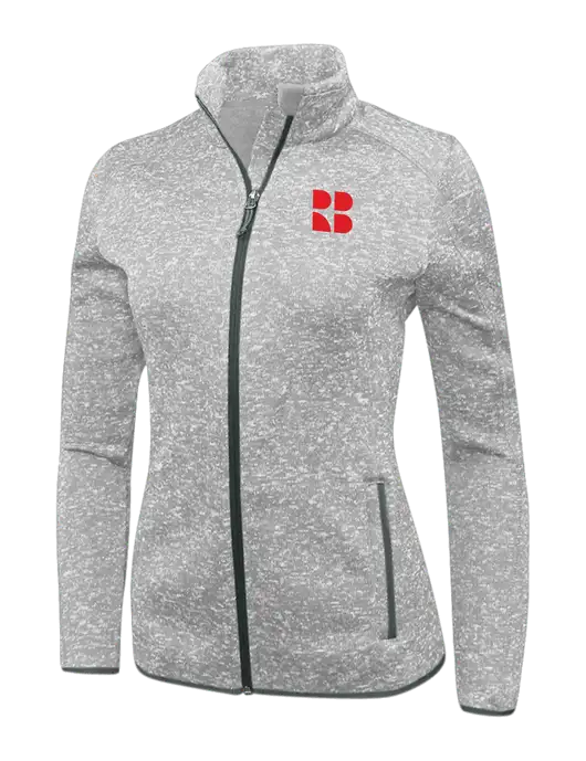 Grey Heather Womens Sweater Fleece Jacket w/RB Logo