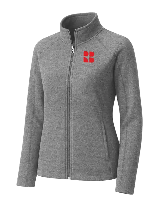 Medium Grey Womens Heather Microfleece Full-Zip Jacket w/RB Logo