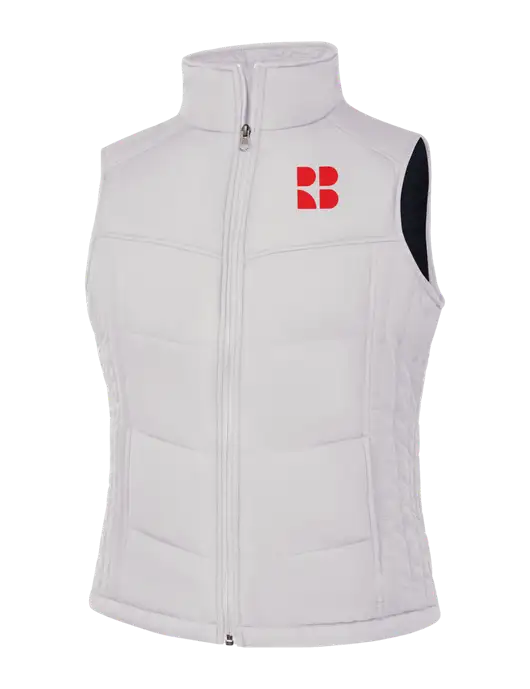 Womens White/Dark Slate Puffy Vest w/RB Logo