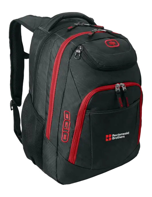 OGIO Dark Grey/Red Excelsior Laptop Backpack w/Rectenwald Brothers