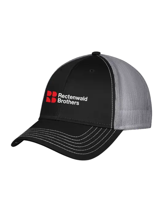 Black & Grey Mesh Trucker Cap Snap Back w/Rectenwald Brothers