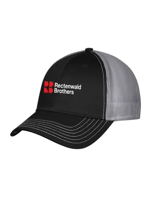 Black & Grey Mesh Trucker Cap Snap Back w/Rectenwald Brothers