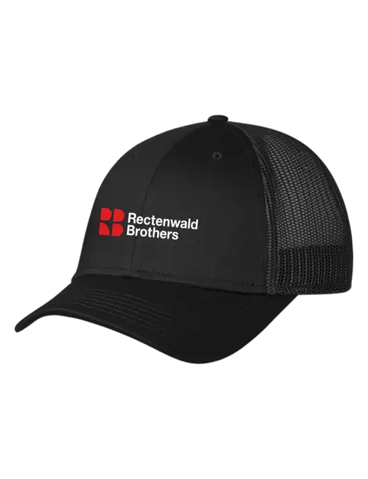 Black Mesh Trucker Cap Snap Back w/Rectenwald Brothers