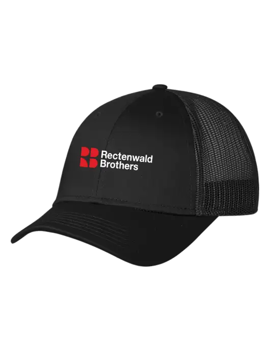 Black Mesh Trucker Cap Snap Back w/Rectenwald Brothers