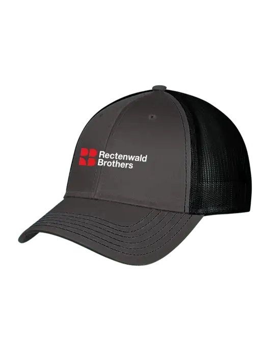 Charcoal & Black Mesh Trucker Cap Snap Back w/Rectenwald Brothers