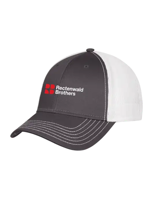 Dark Grey/White Mesh Trucker Cap Snap Back w/Rectenwald Brothers