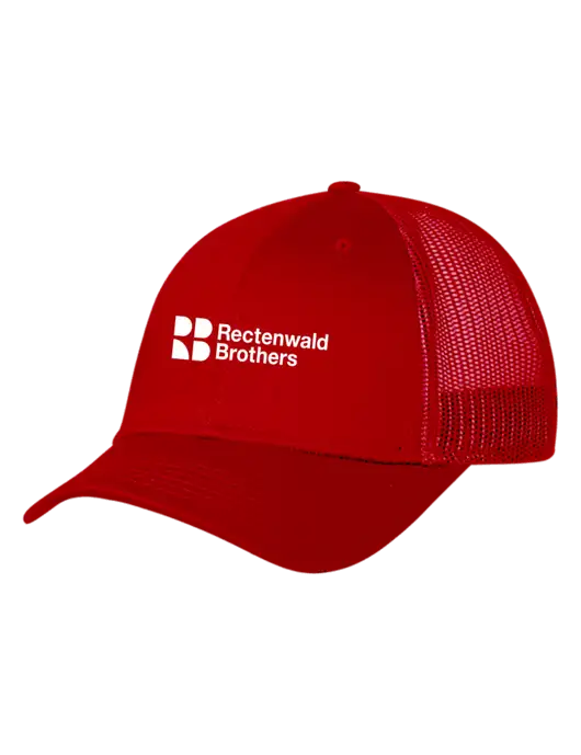 Red Mesh Trucker Cap Snap Back w/Rectenwald Brothers