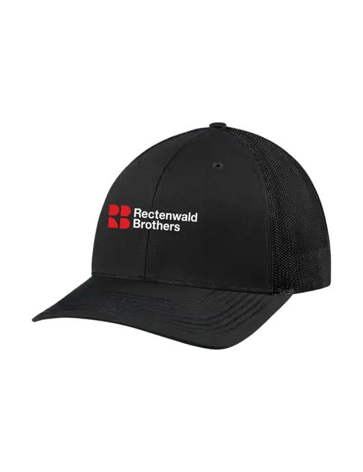 Richardson Adjustable Snapback Original 112 Trucker Cap Black w/Black Mesh w/Rectenwald Brothers