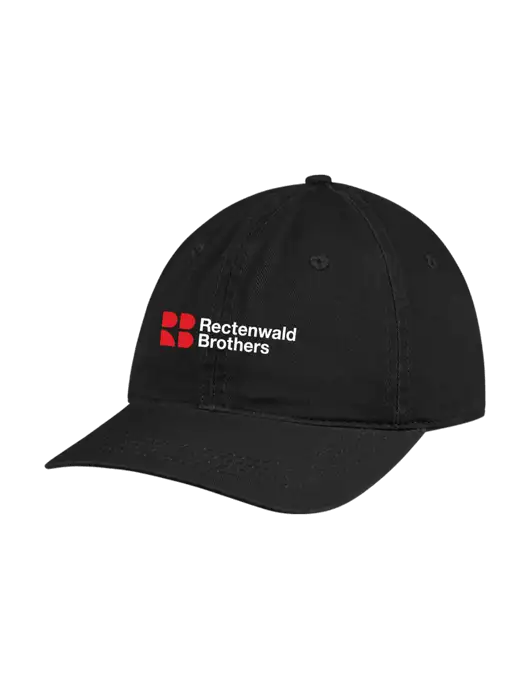 Garment Washed Unstructured Twill Black Cap w/Rectenwald Brothers