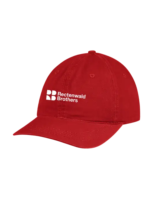 Garment Washed Unstructured Twill Red Cap w/Rectenwald Brothers