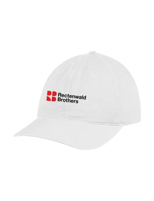 Garment Washed Unstructured Twill White Cap w/Rectenwald Brothers