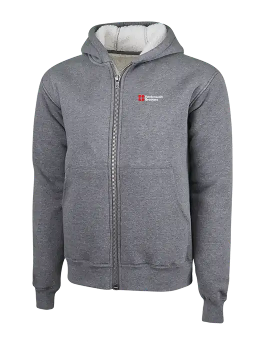 Cornerstone Grey Heather Heavyweight Sherpa Lined Hooded Fleece Jacket w/Rectenwald Brothers