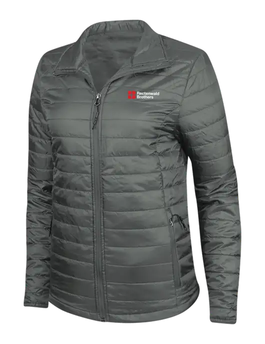 Dark Grey Womens Puffy Packable Jacket w/Rectenwald Brothers