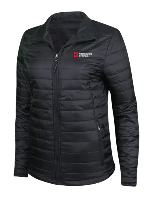Womens Black Puffy Packable Jacket w/Rectenwald Brothers