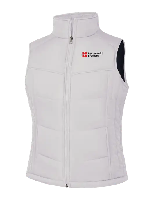 Womens White/Dark Slate Puffy Vest w/Rectenwald Brothers
