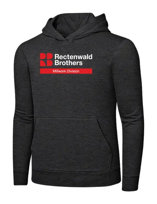 Dark Heather Grey 7.8 oz Ring Spun Hooded Sweatshirt w/Millwork Division
