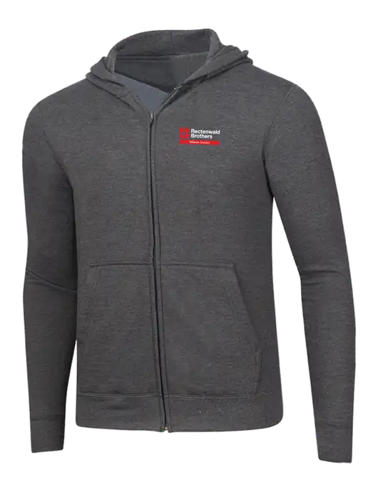 Dark Heather Grey 8.5 oz Ring Spun Zip Hooded Sweatshirt w/Millwork Division