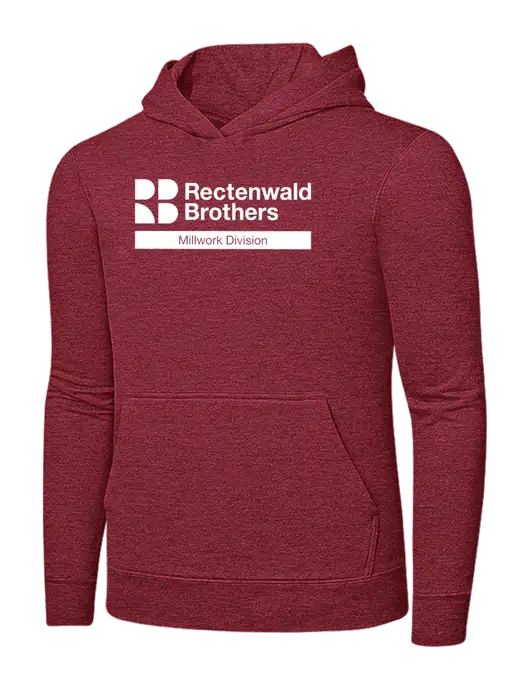 Heather Red 7.8 oz Ring Spun Hooded Sweatshirt w/Millwork Division