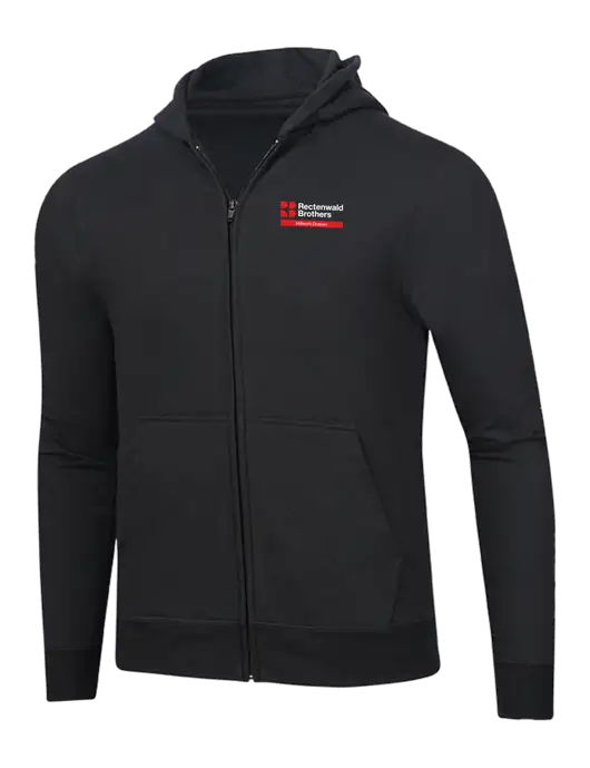 Jet Black 8.5 oz Ring Spun Zip Hooded Sweatshirt w/Millwork Division