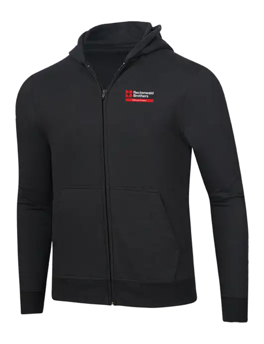 Jet Black 8.5 oz Ring Spun Zip Hooded Sweatshirt w/Millwork Division
