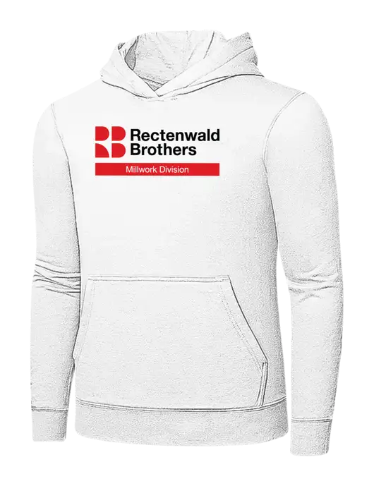 White 7.8 oz Ring Spun Hooded Sweatshirt w/Millwork Division