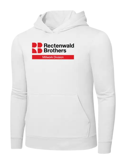 White 7.8 oz Ring Spun Hooded Sweatshirt w/Millwork Division